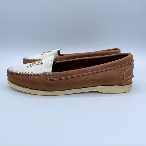 Ralph Lauren Equestrian Loafers 7 1/2 Tan/White - Picture 7 of 16